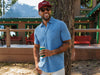 Indigo Knit Short Sleeve Button Down - Light Wash Indigo