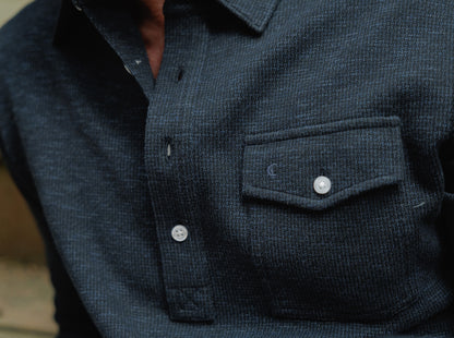 Jacquard Long Sleeve Players Shirt - Navy