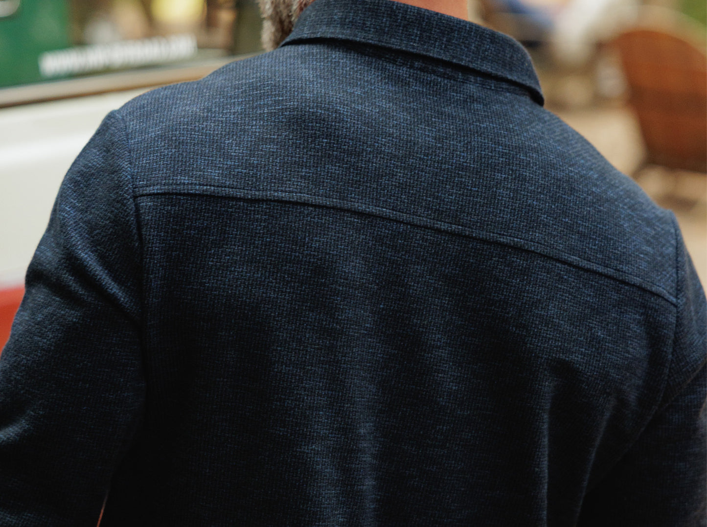 Jacquard Long Sleeve Players Shirt - Navy