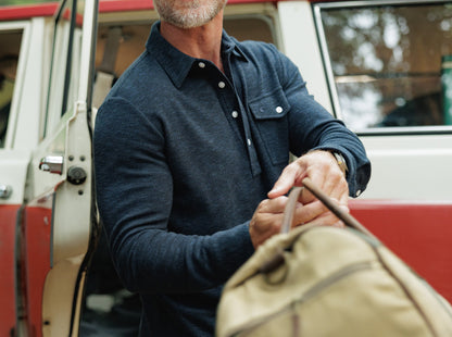 Jacquard Long Sleeve Players Shirt - Navy