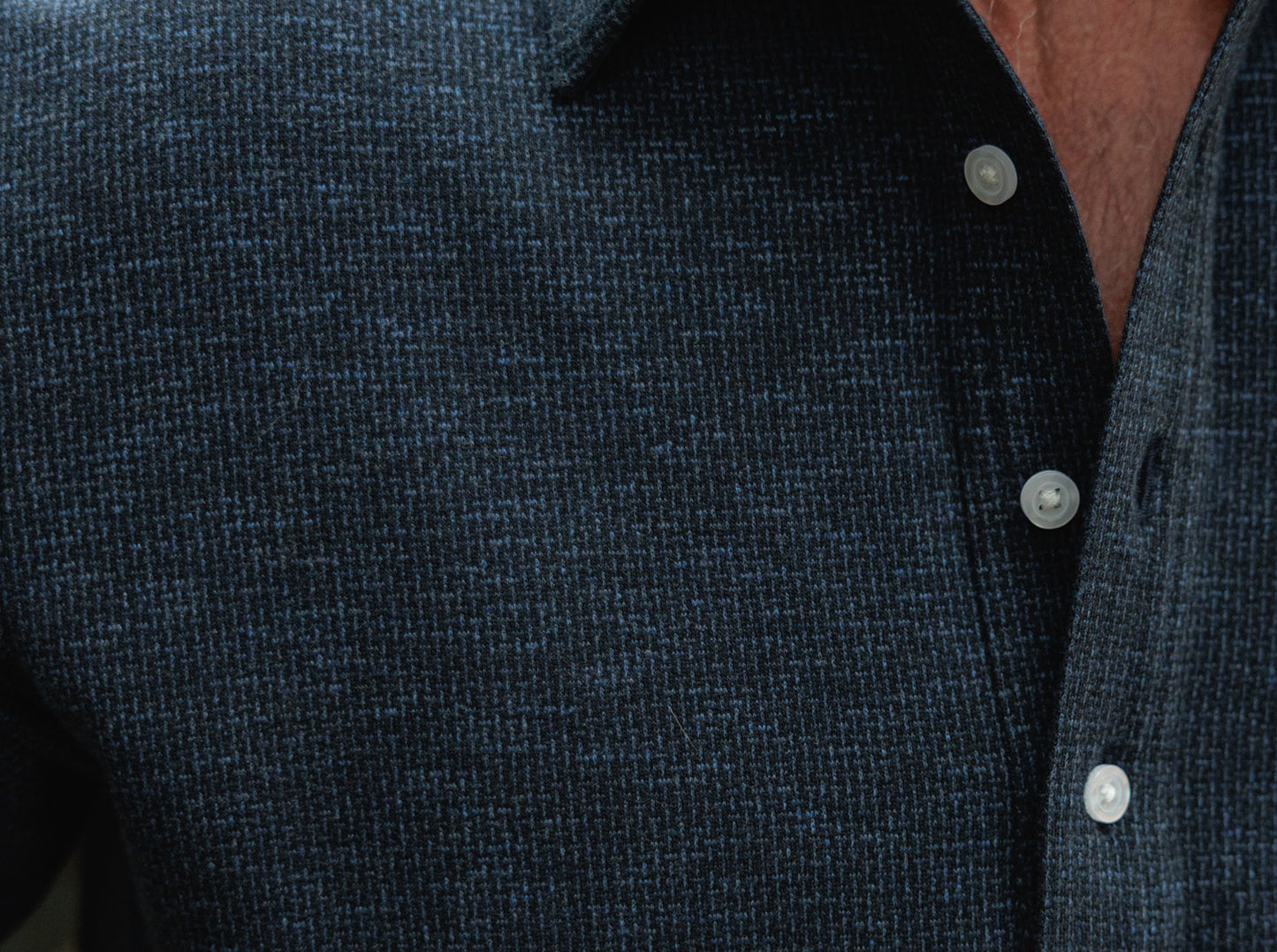 Jacquard Long Sleeve Players Shirt - Navy