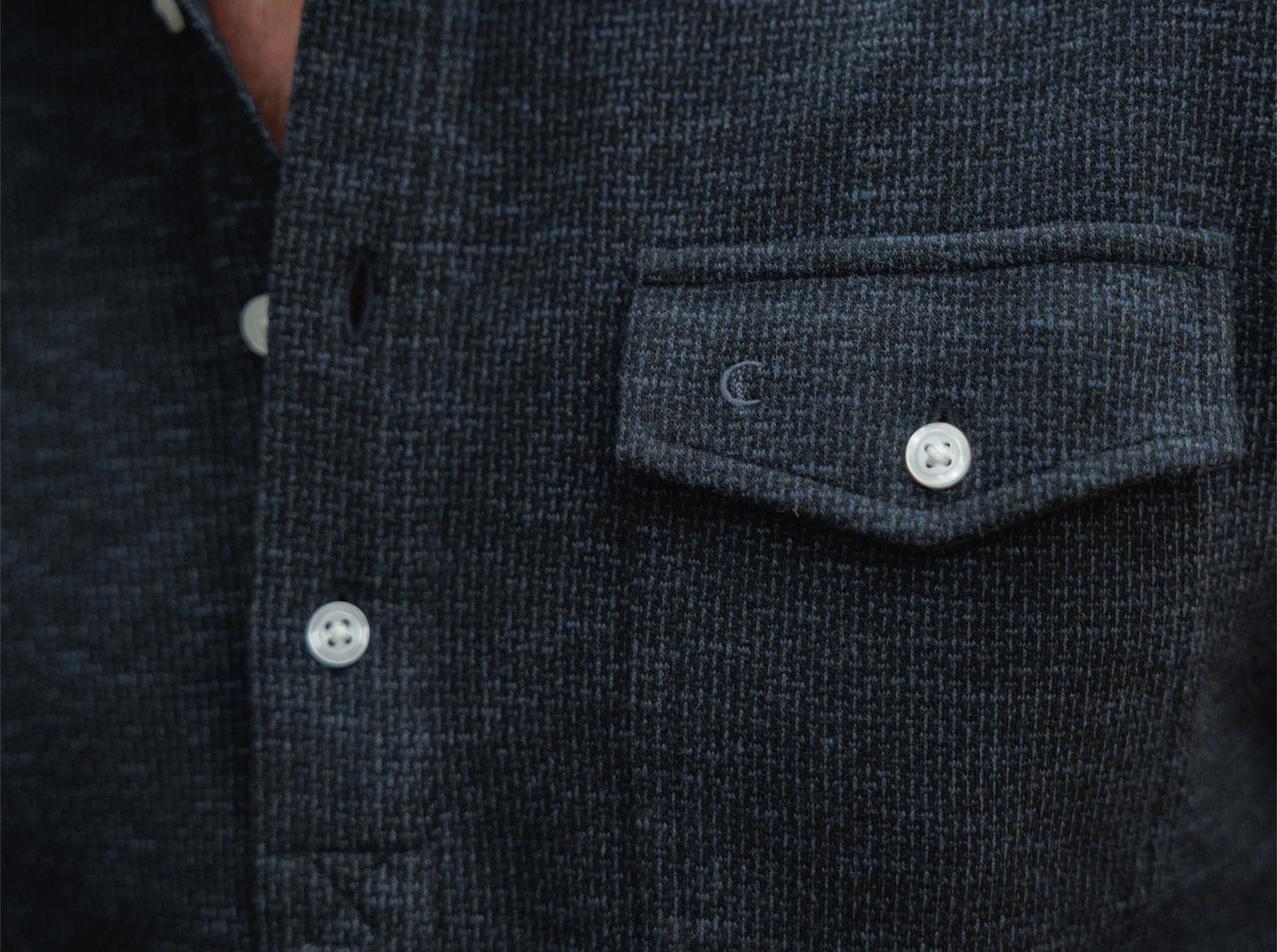 Jacquard Long Sleeve Players Shirt - Navy