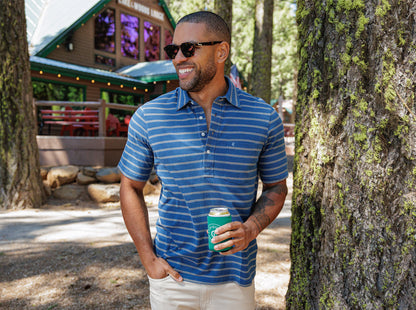 Indigo Knit Players Shirt - Indigo Stripe