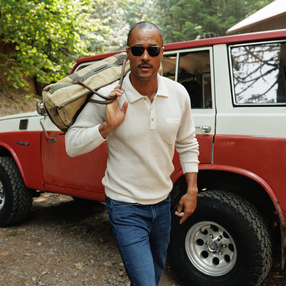 Long Sleeve Bungalow Sweater Polo - Oat