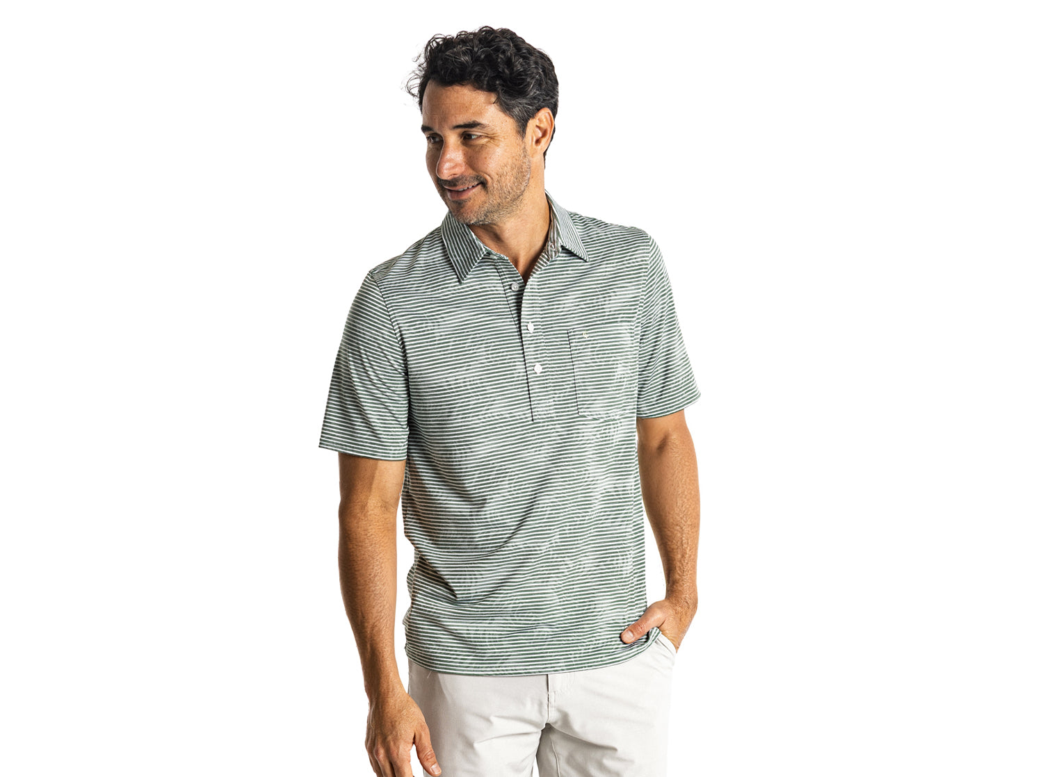 Jacquard Palm Stripe Polo