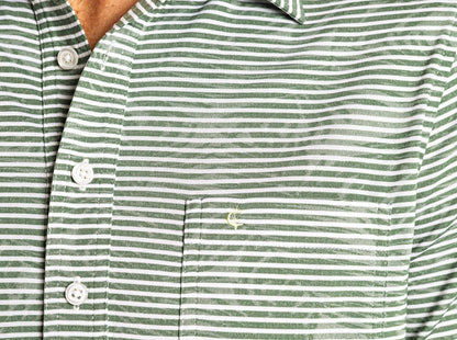 Jacquard Palm Stripe Polo - Olive