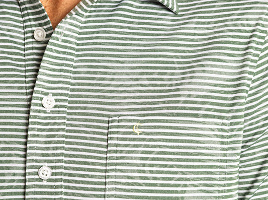 Jacquard Palm Stripe Polo - Olive