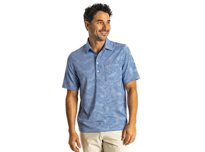 Jacquard Palm Stripe Polo - Ocean