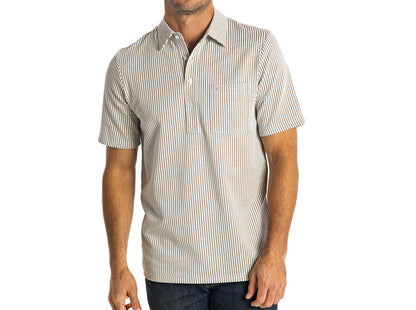 Striped Jacquard Knit Players Shirt - Terracotta