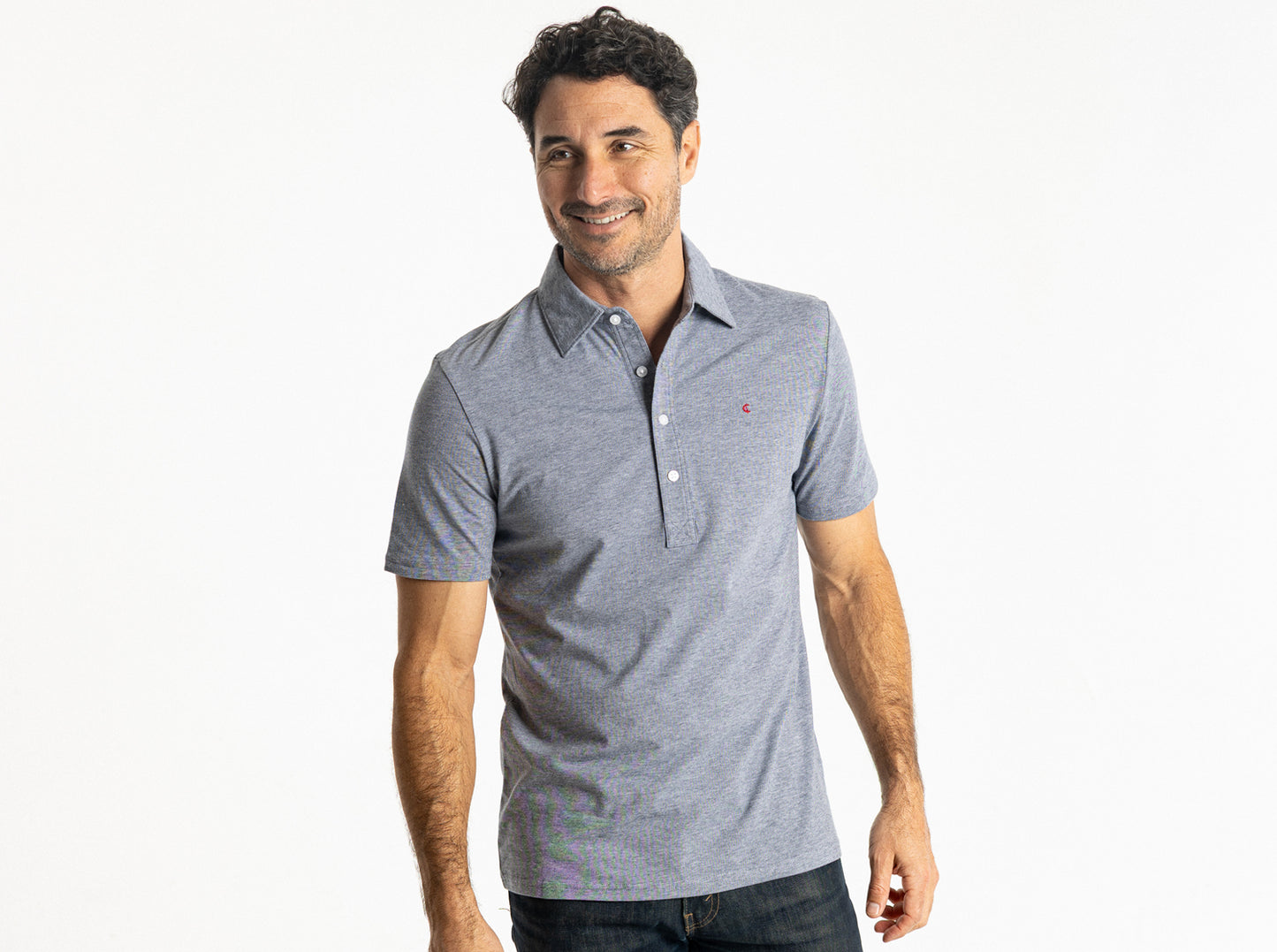 Slim Fit Top-Shelf Range Polo - Indigo Microstripe