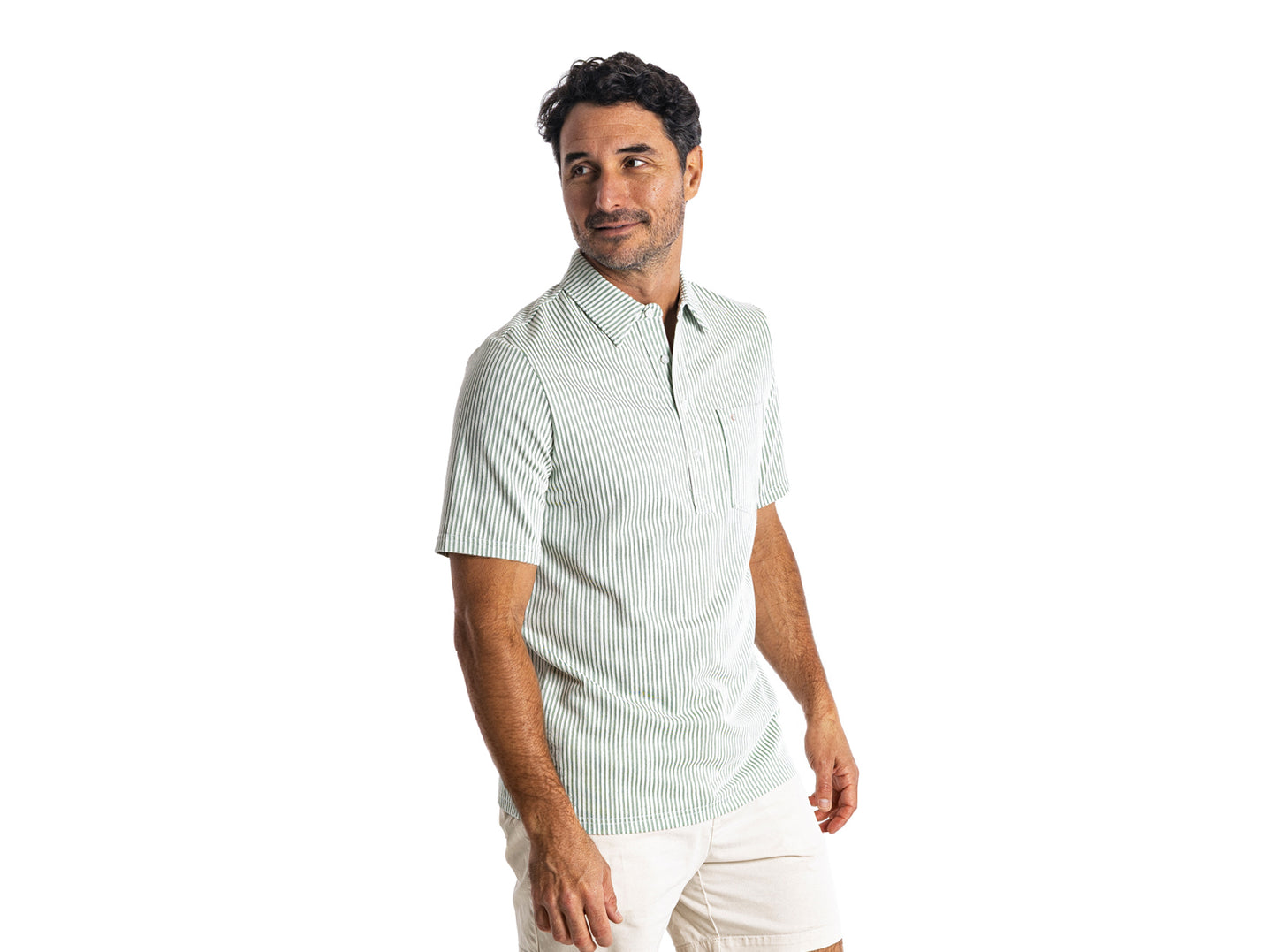 Striped Jacquard Knit Players Shirt - Green