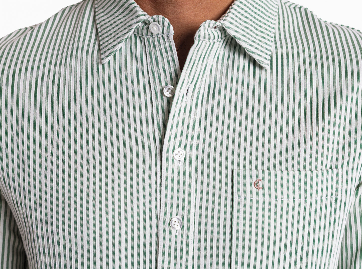 Striped Jacquard Knit Players Shirt - Green