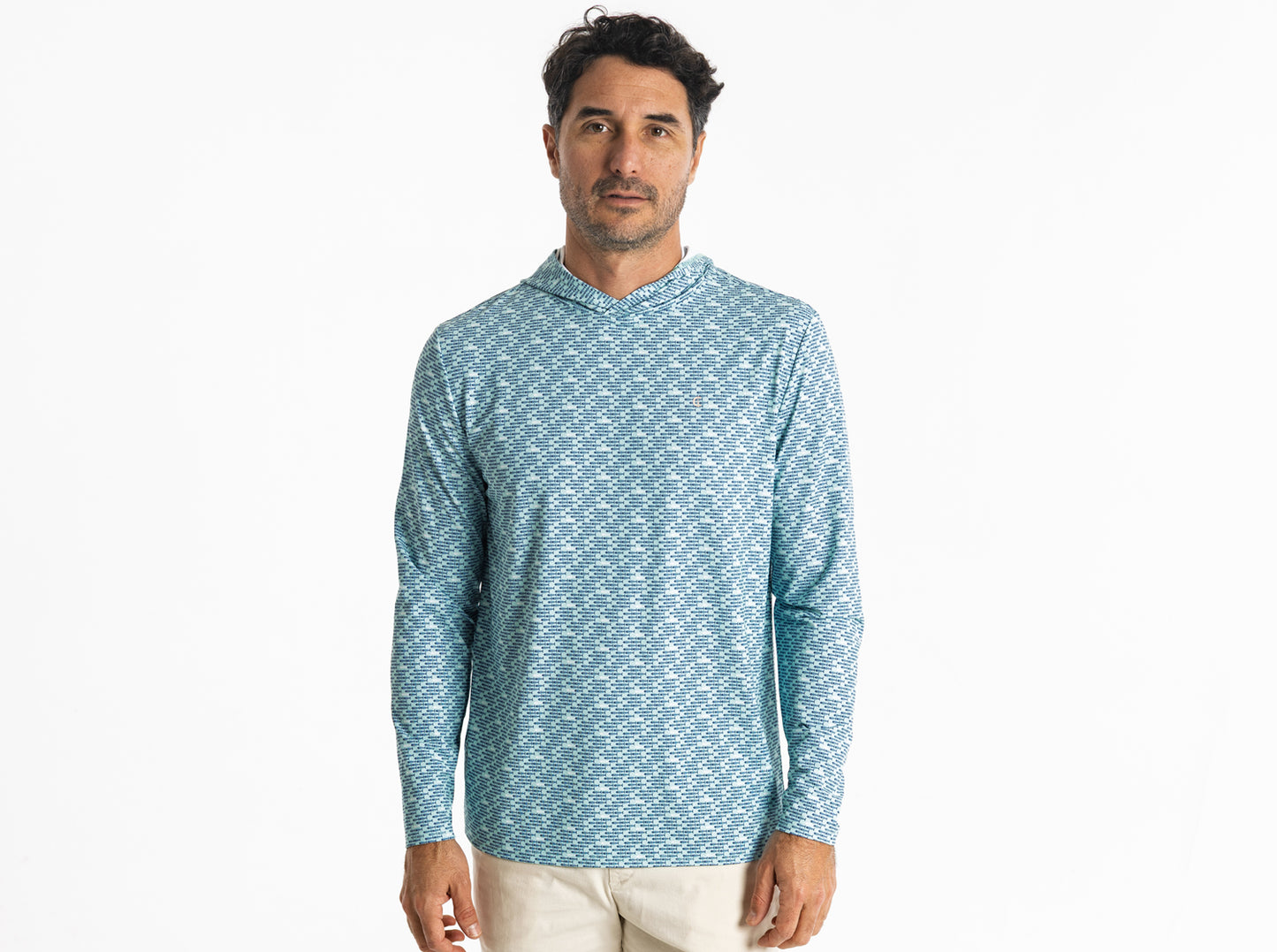 Hoodie Sun Shirt - Bonefish Print - Navy
