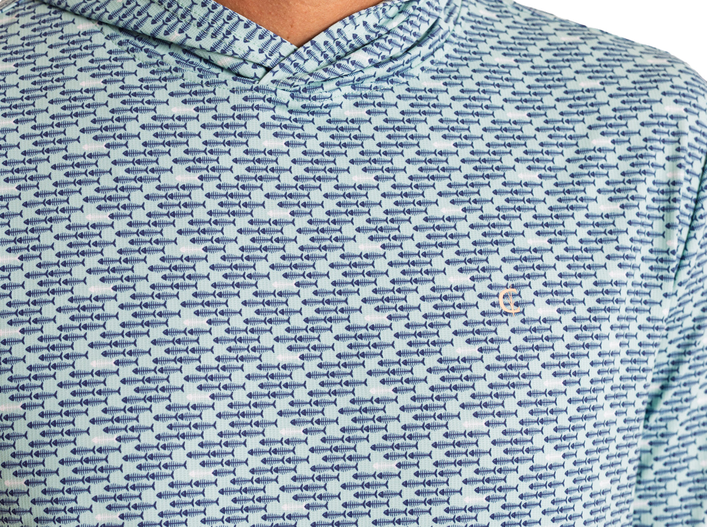 Hoodie Sun Shirt - Bonefish Print - Navy