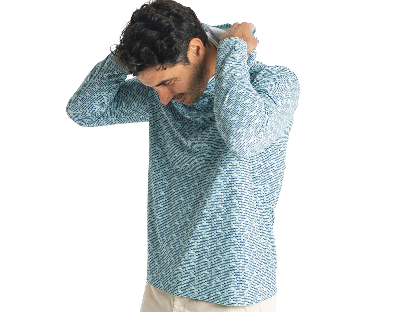 Hoodie Sun Shirt - Bonefish Print - Navy