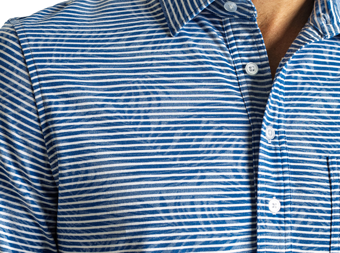 Jacquard Palm Stripe Polo - Ocean