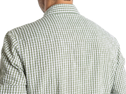 Performance Pearl Snap Button Down - Gingham Seersucker - Olive