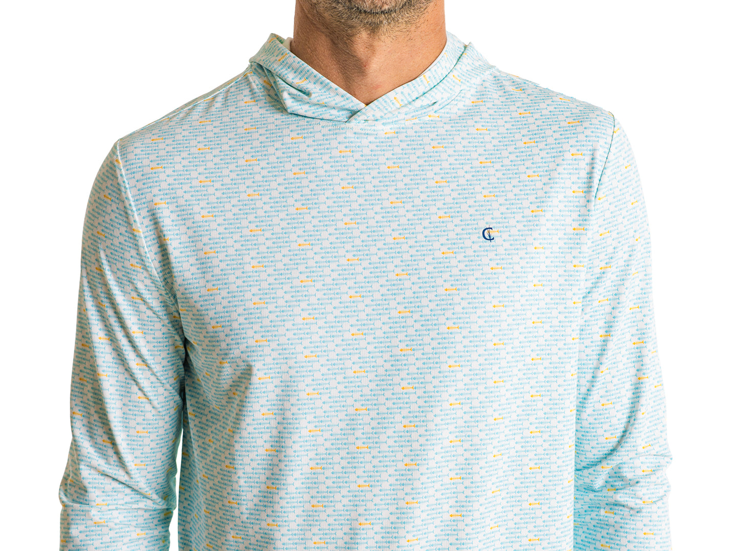 Hoodie Sun Shirt - Bonefish Print - Blue