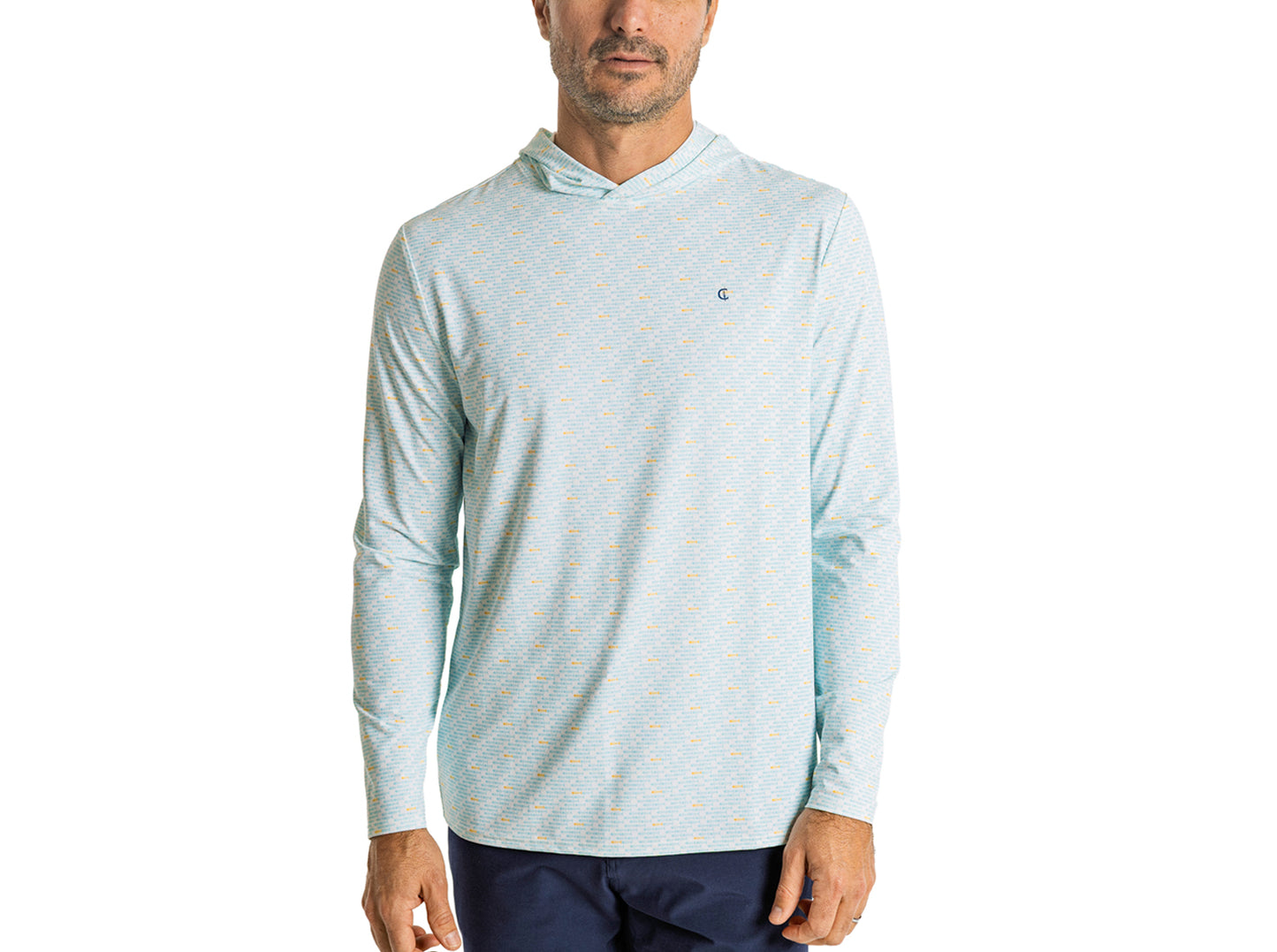 Hoodie Sun Shirt - Bonefish Print - Blue