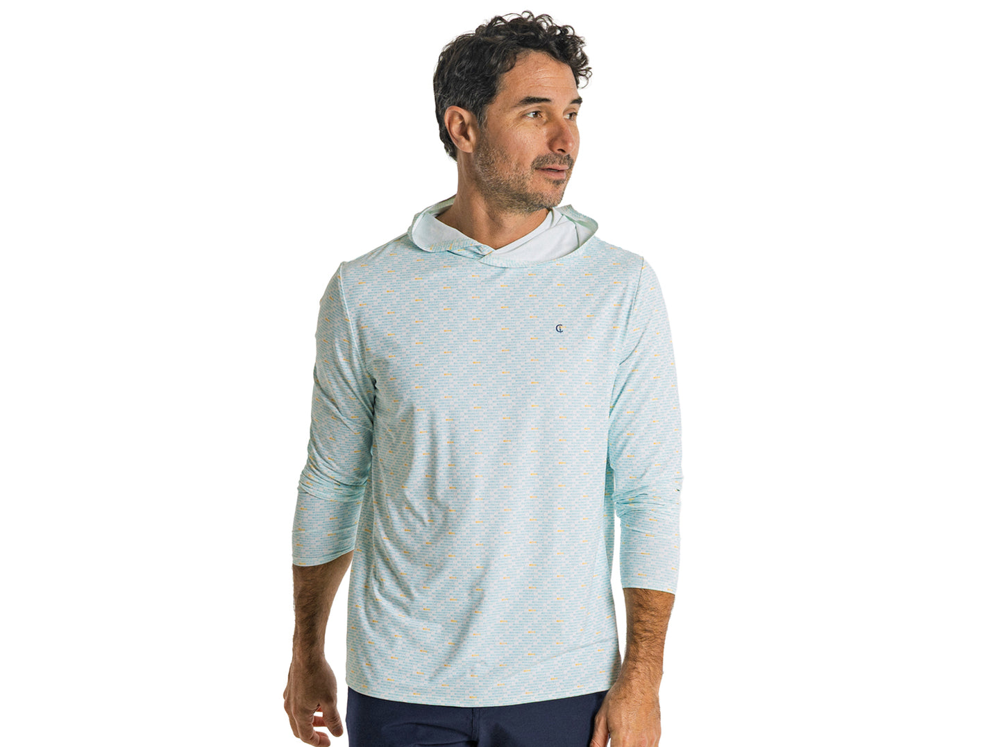 Hoodie Sun Shirt - Bonefish Print - Blue
