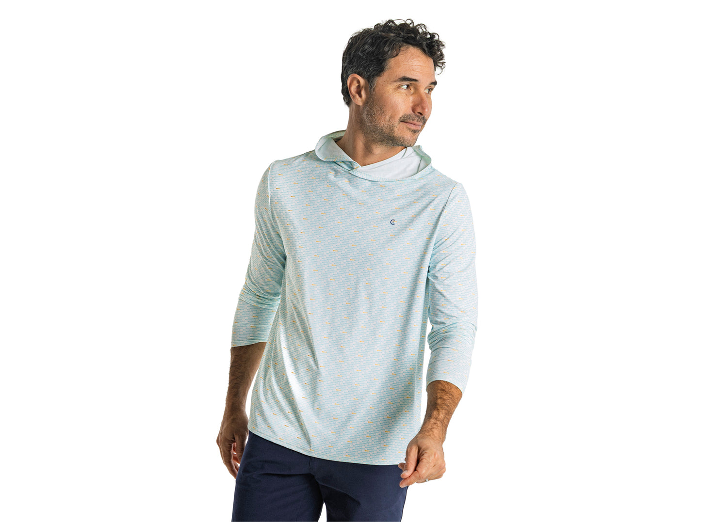 Hoodie Sun Shirt - Bonefish Print - Blue