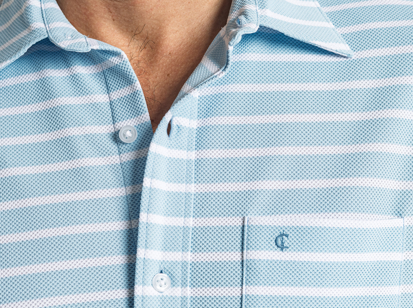 Performance Pique Knit Button Down - Sky
