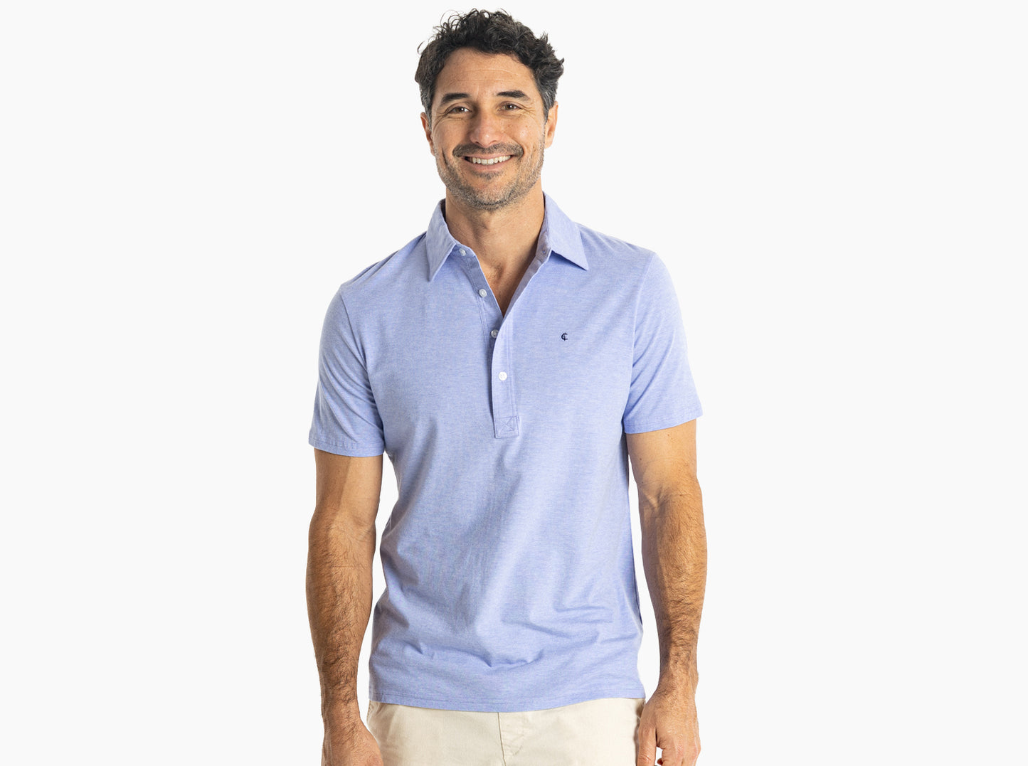 Slim Fit Top-Shelf Range Polo - Bluebonnet Microstripe
