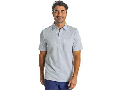 Striped Jacquard Knit Players Shirt - Blue