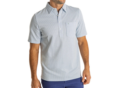 Striped Jacquard Knit Players Shirt - Blue
