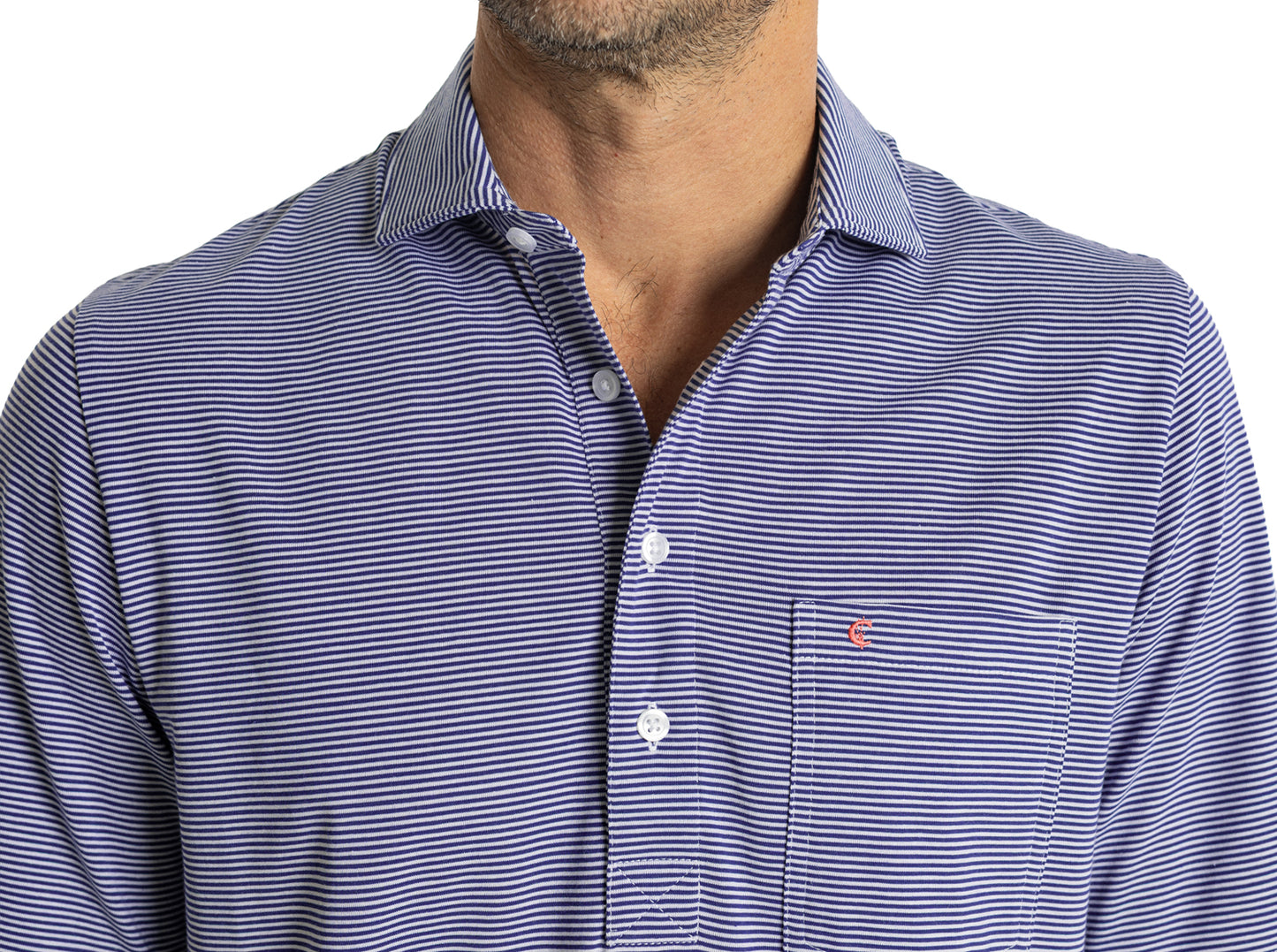 Spread Collar Polo - Hobby Stripe - Navy