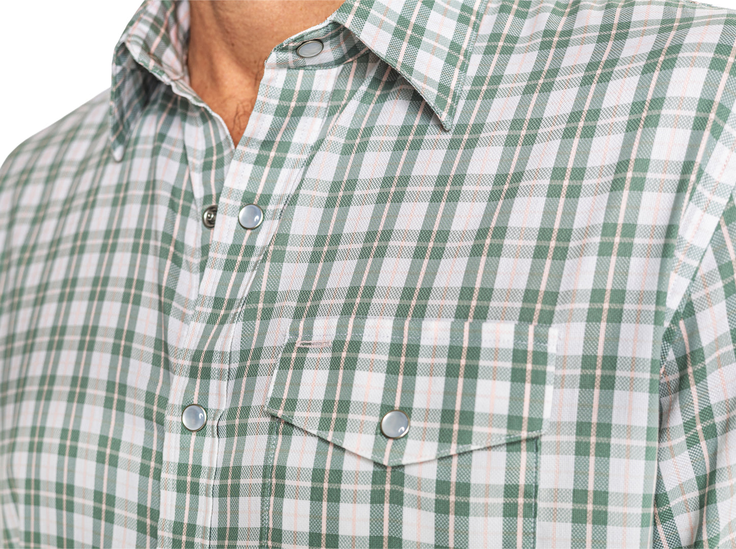 Short Sleeve Performance Pearl Snap - Olive Check