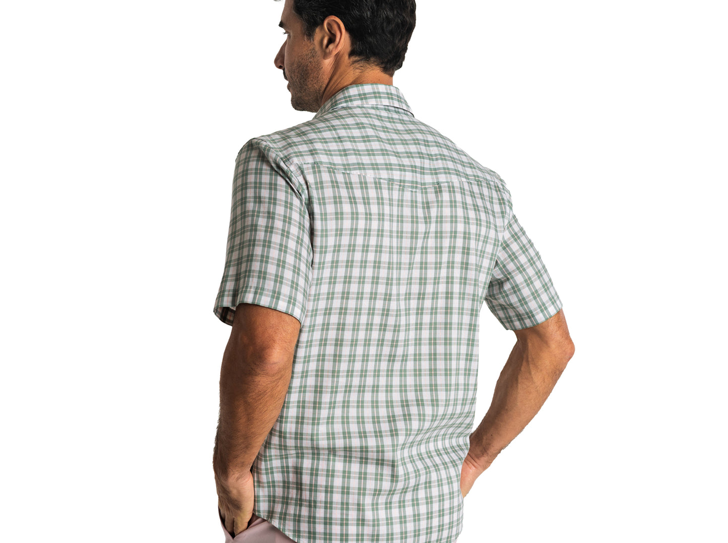 Short Sleeve Performance Pearl Snap - Olive Check