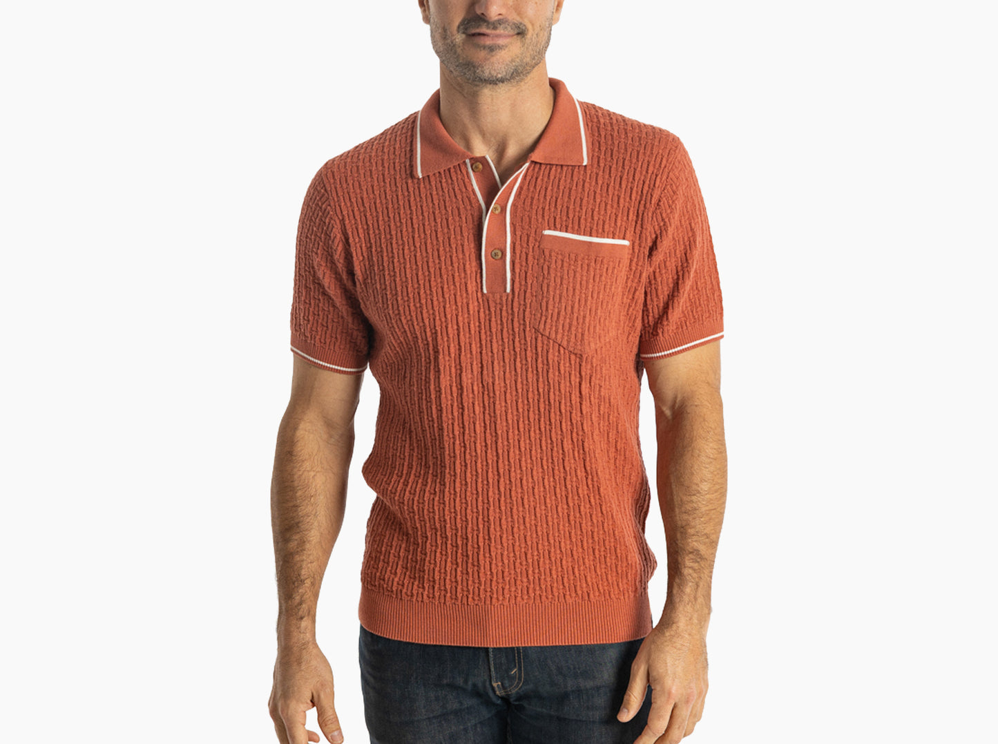 Bungalow Sweater Polo - Rust