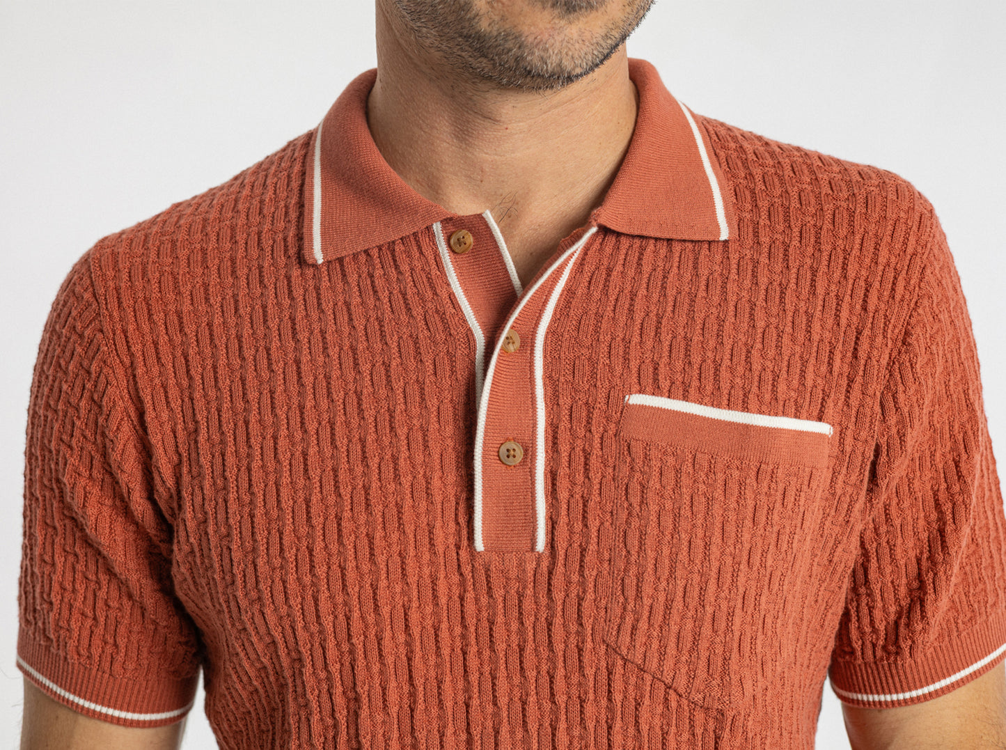 Bungalow Sweater Polo - Rust