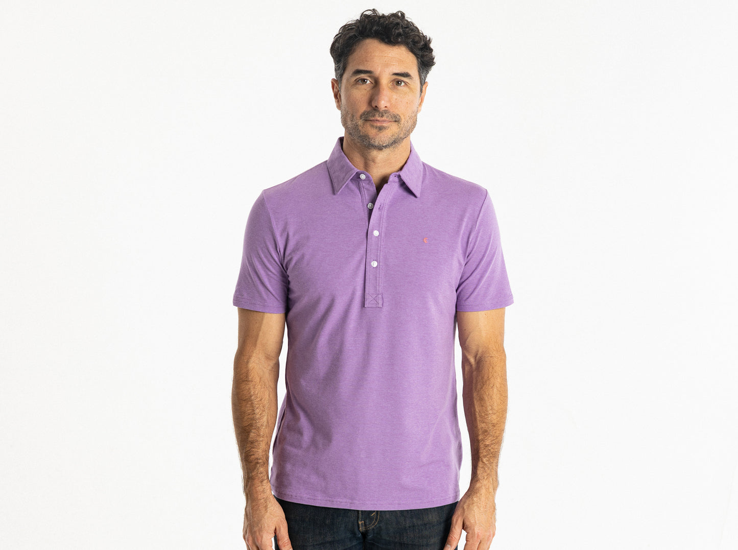 Slim Fit Top-Shelf Range Polo - Purple Microstripe