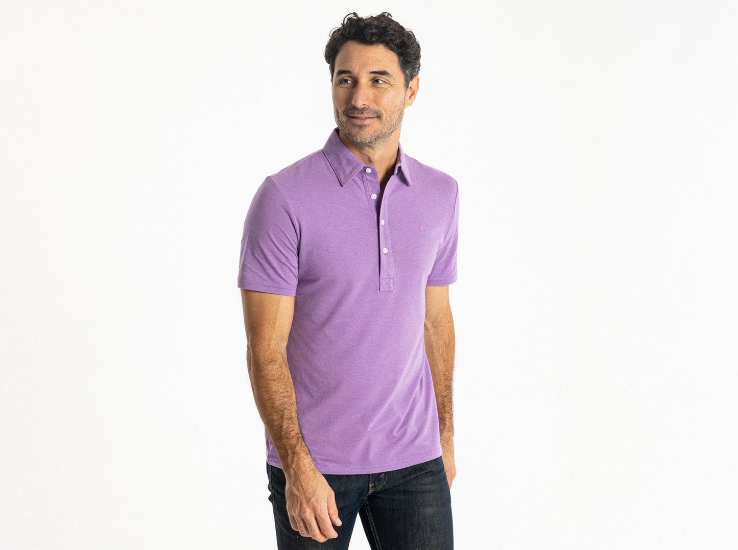 Slim Fit Top-Shelf Range Polo - Purple Microstripe
