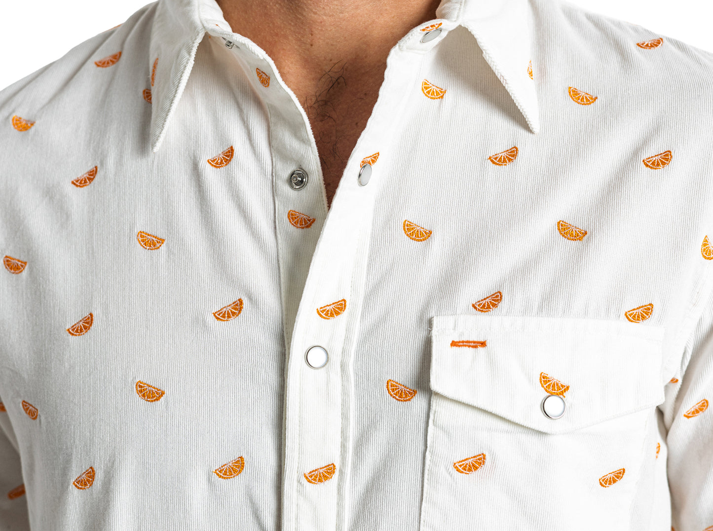 Short Sleeve Corduroy Pearl Snap - Orange Grove Embroidery
