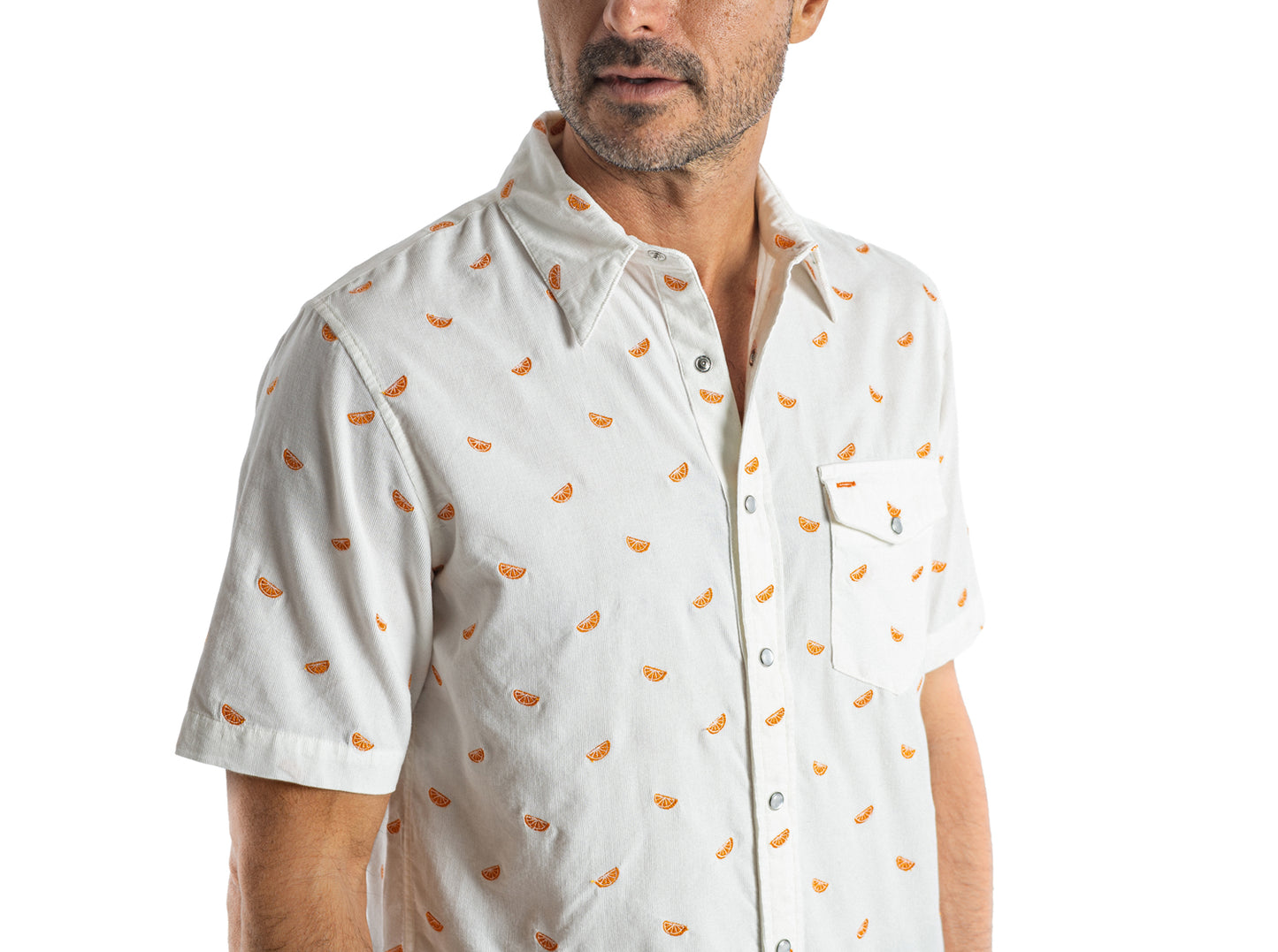 Short Sleeve Corduroy Pearl Snap - Orange Grove Embroidery