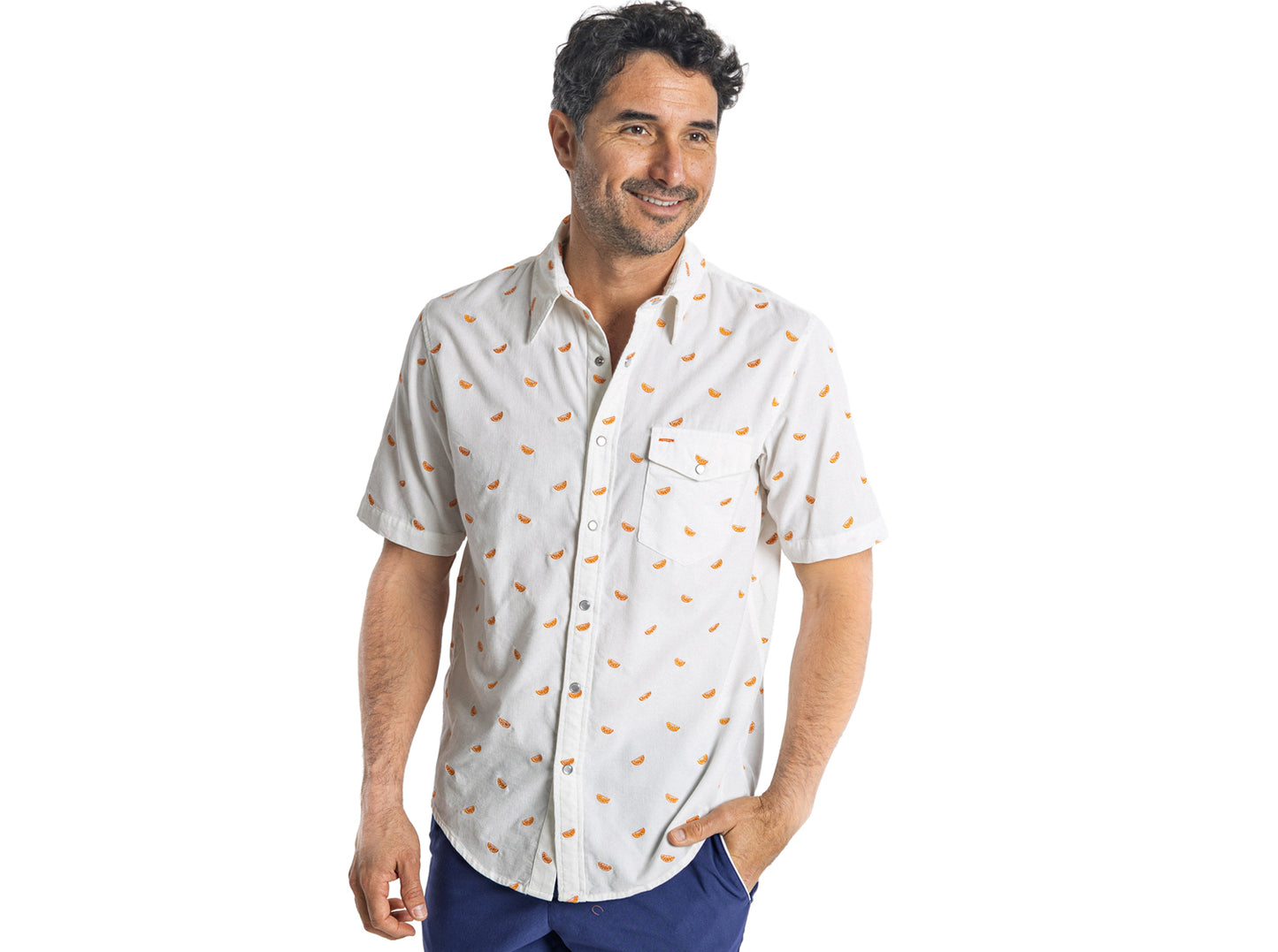Short Sleeve Corduroy Pearl Snap - Orange Grove Embroidery