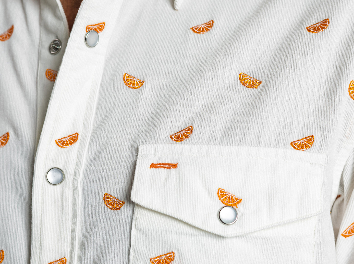 Short Sleeve Corduroy Pearl Snap - Orange Grove Embroidery