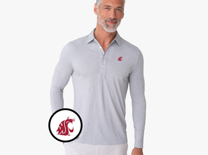 Washington State - Brrr Long Sleeve Range Polo - Cougar - Silverado