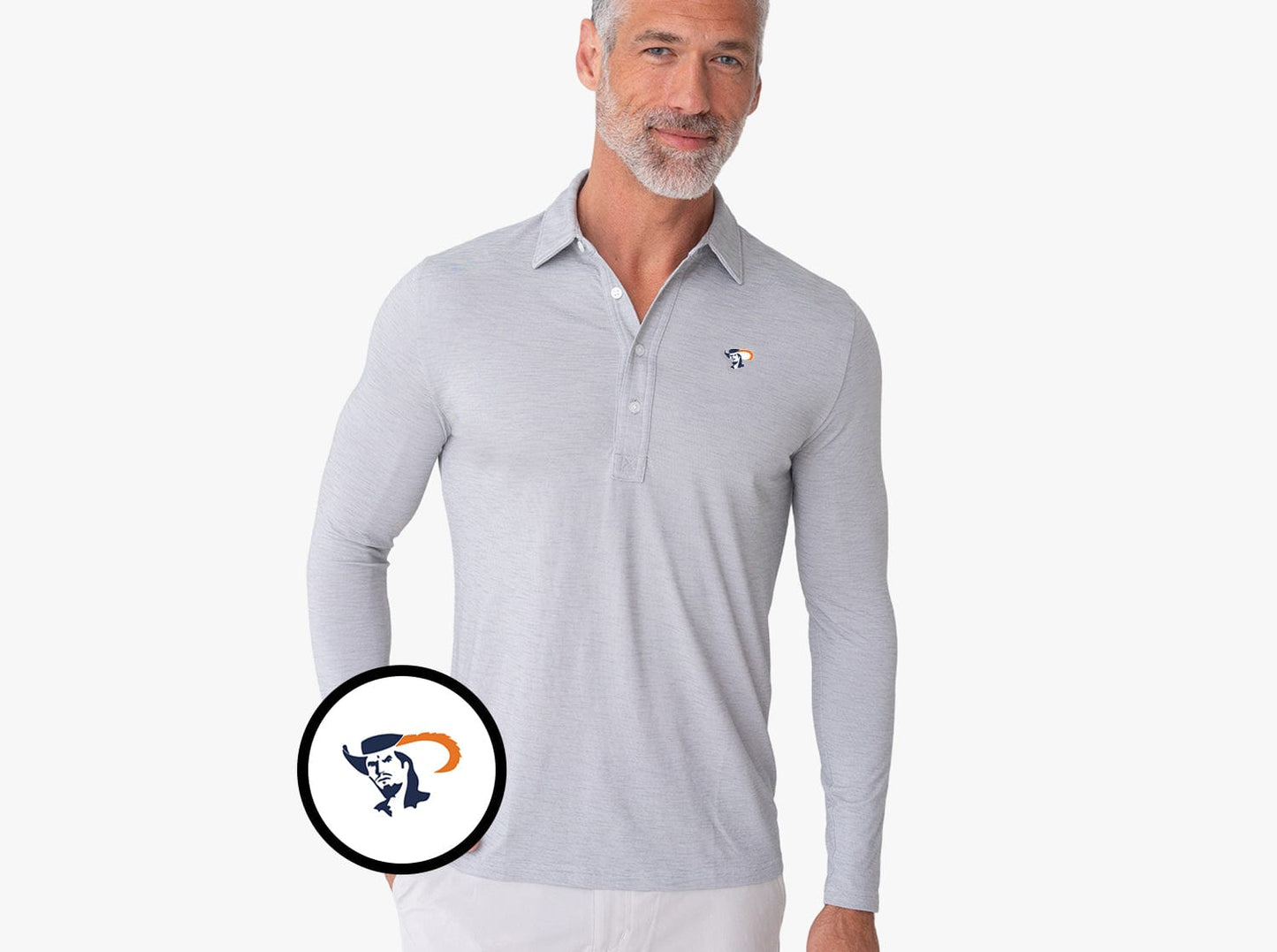 Virginia - Long Sleeve Range Polo - Cavalier head - Silverado