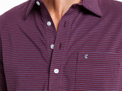 Performance Players Shirt - Farrell Stripe - Burgundy