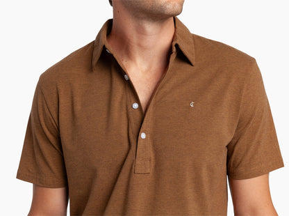 Slim Fit Top-Shelf Range Polo - Pecan Microstripe