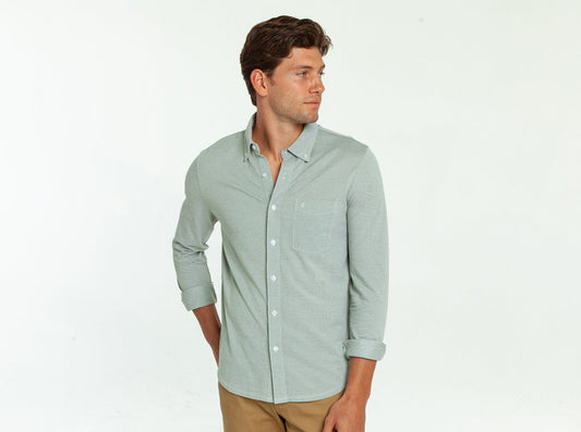 Oxford Knit Button Down - Sage