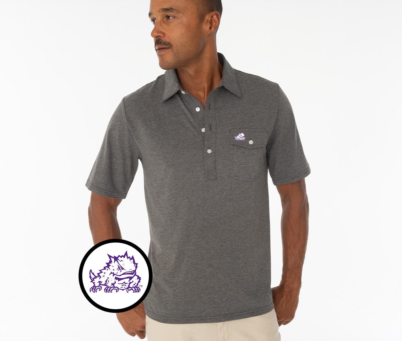 TCU - Coach's Performance Players Shirt - Horned Frog - Heather Gray