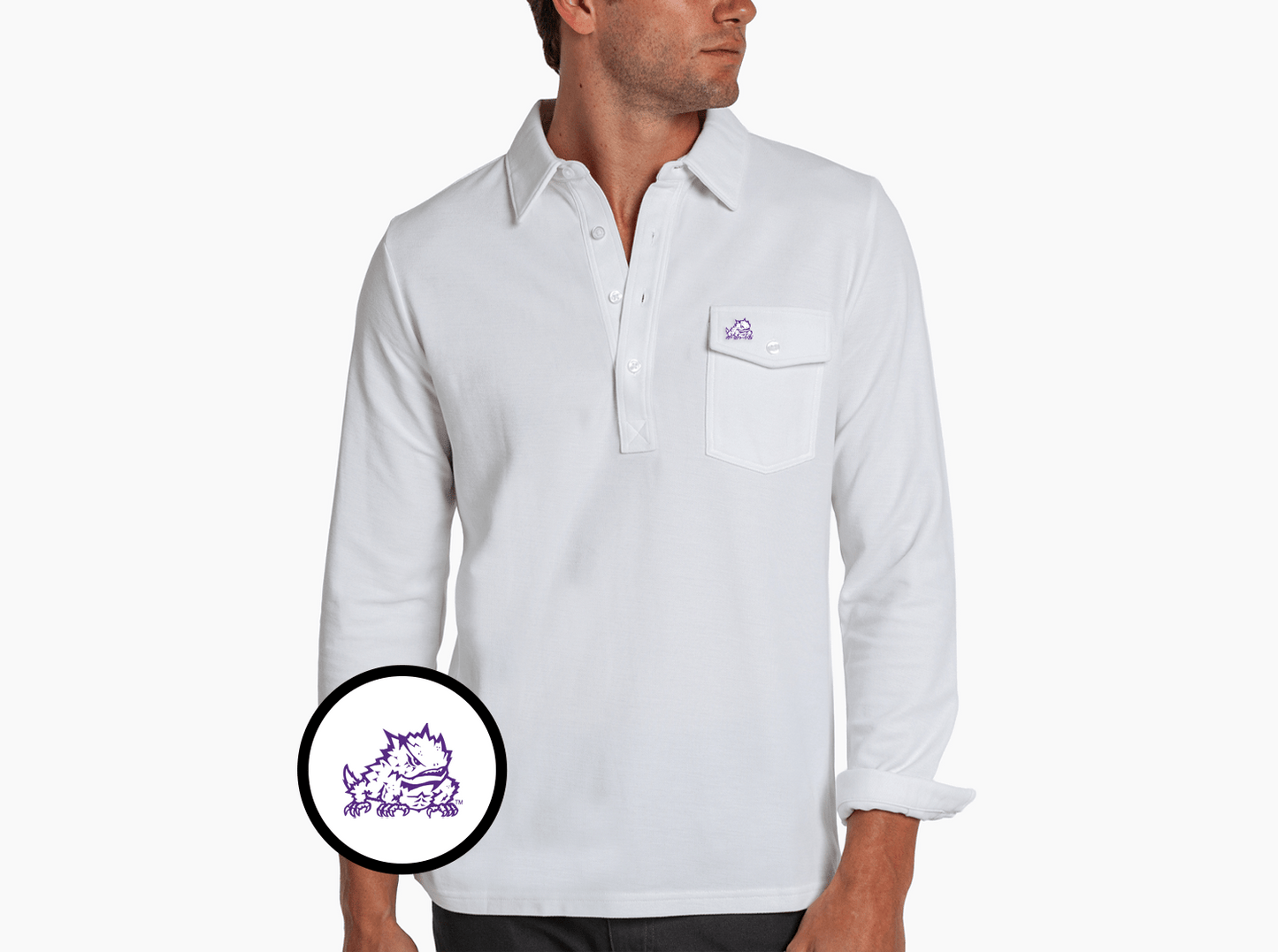 TCU - Long Sleeve Players Shirt - Horned Frog - White