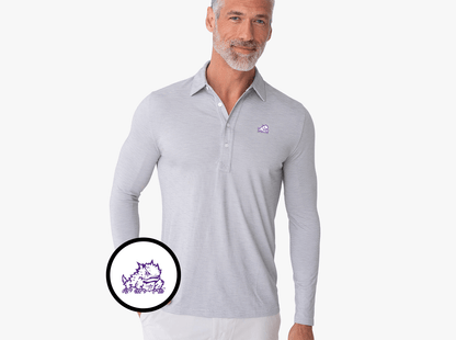 TCU - Brrr Long Sleeve Range Polo - Horned Frog - Silverado