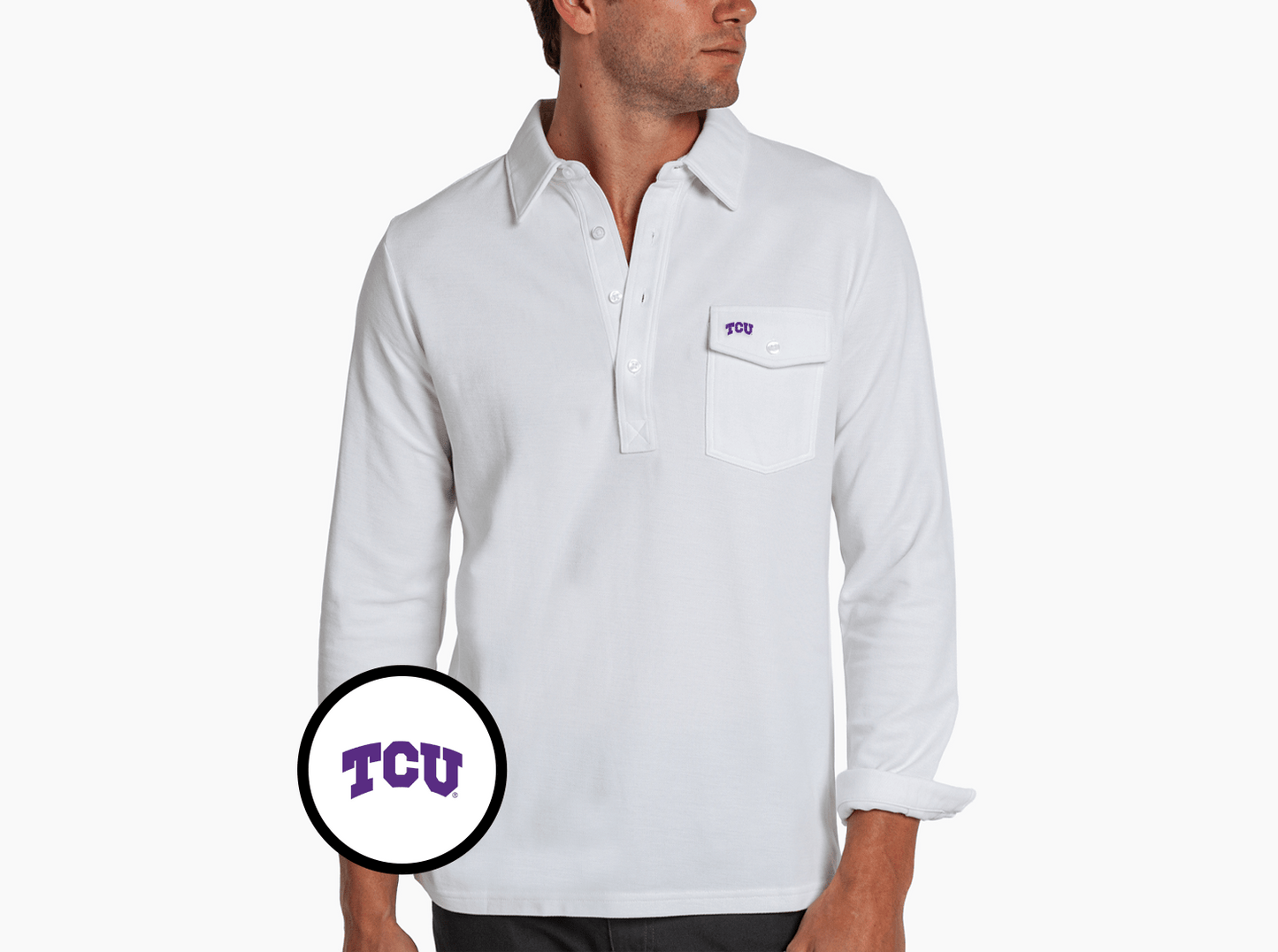 TCU - Long Sleeve Players Shirt - TCU - White