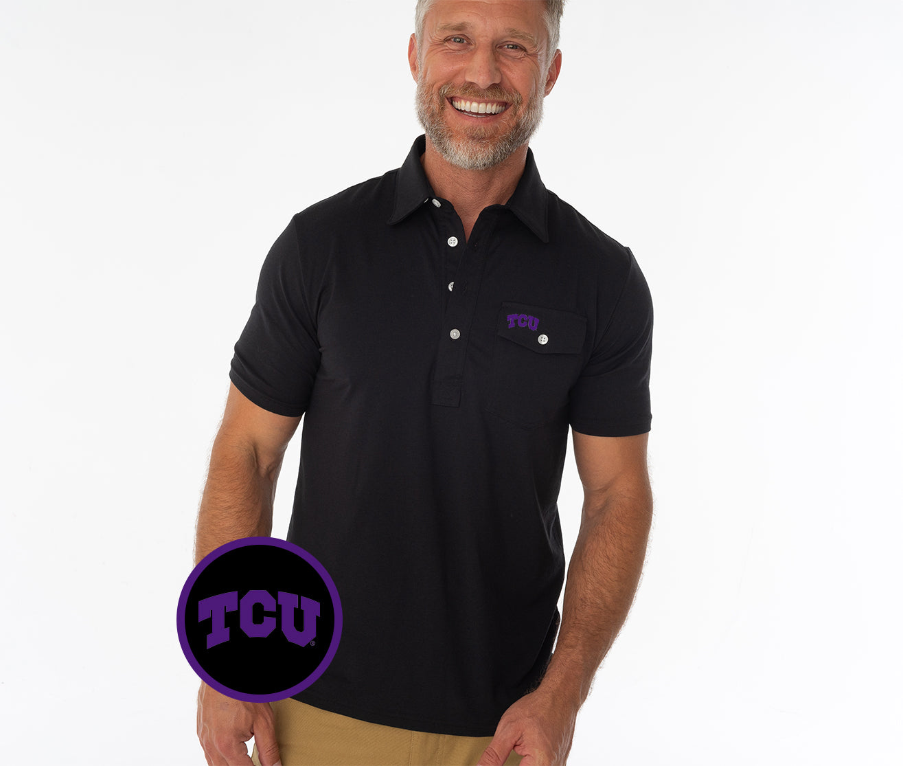 TCU - Coach's Performance Players Shirt - TCU Mark - Black